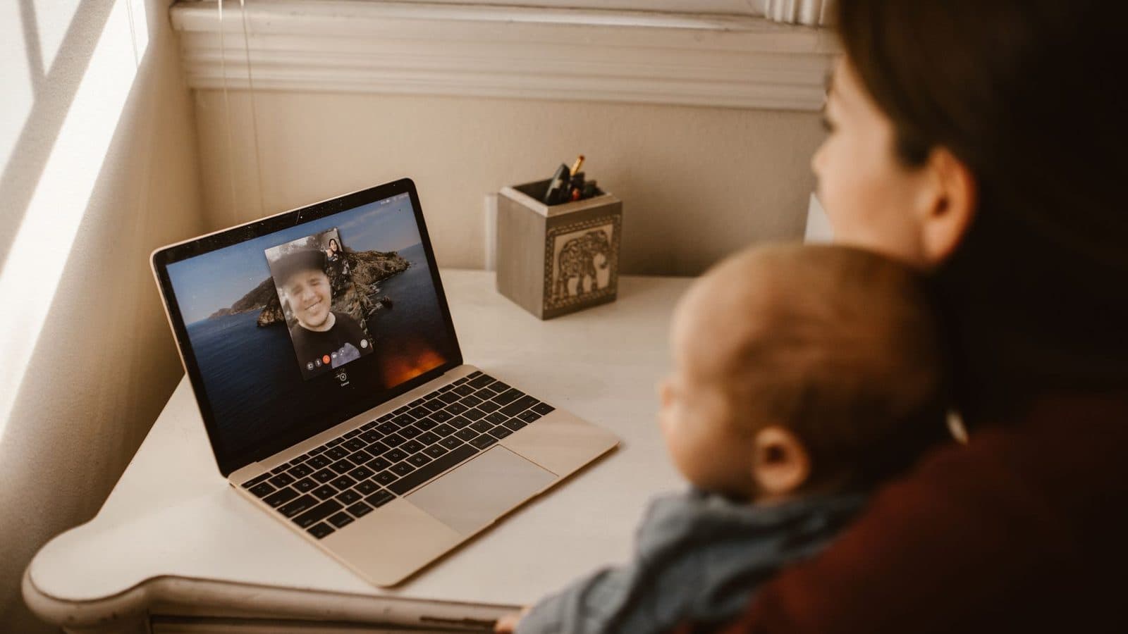 Video call laptop family